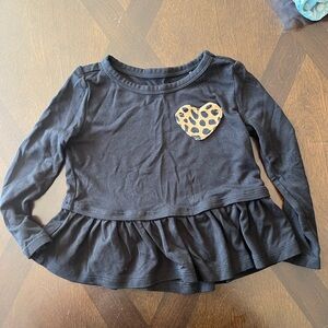 Little Sleepies Black Long Sleeve with Leopard Heart